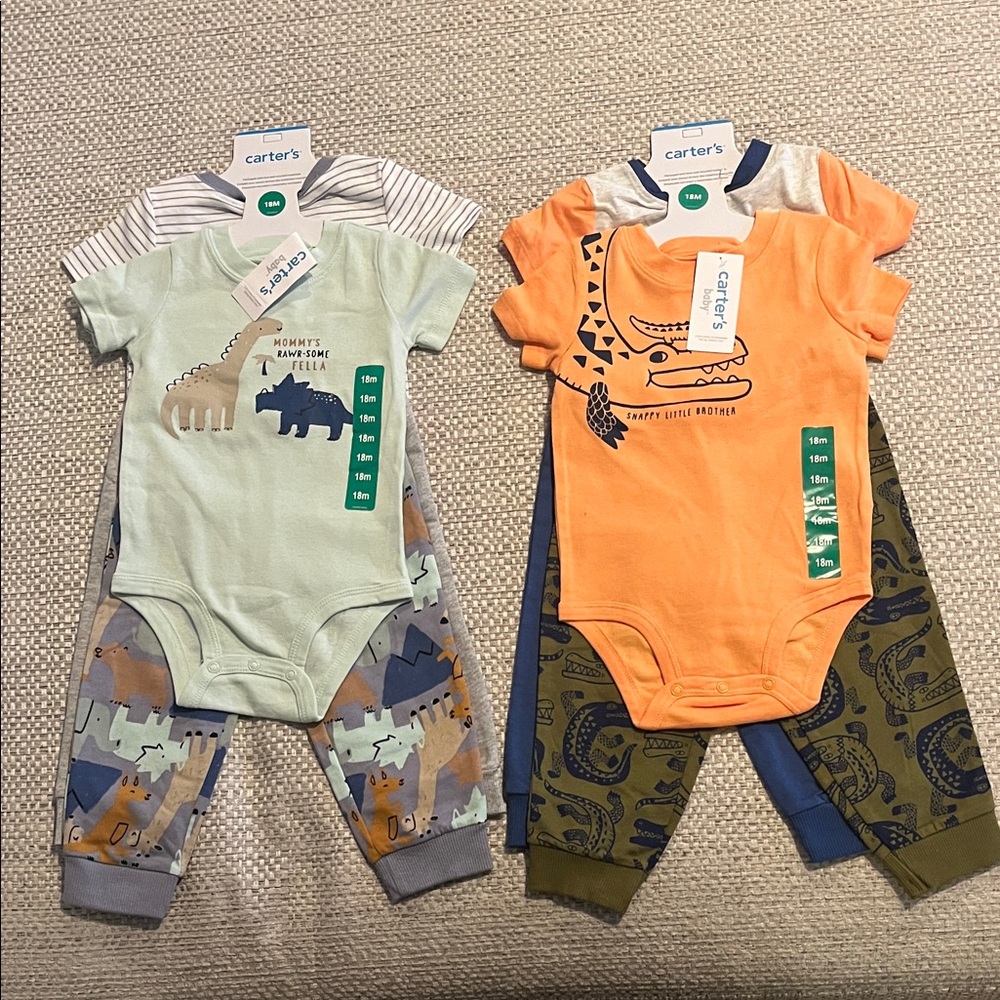 Carter's baby Set of two Dino and Crocodile Bodysuit Size 18 months